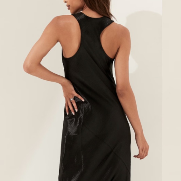 NWT!!!👠Bias Cut Midi Satin Dress - Black👠 - Picture 2 of 16